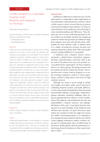 Conflict situation in a suburban hospital, India: Reasons and measures to minimize