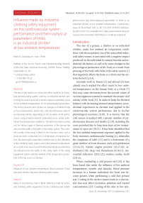 Influence made by industrial climbing safety equipment on the cardiovascular system performance and thermophysical parameters of limbs in an industrial climber at low ambient temperatures