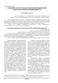 Особенности ресурсных ограничений предприятий судостроительной промышленности