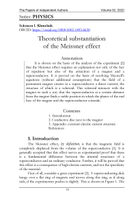 Theoretical substantiationof the Meissner effect