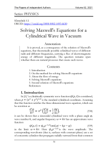 Solving Maxwell's Equations for a Cylindrical Wave in Vacuum