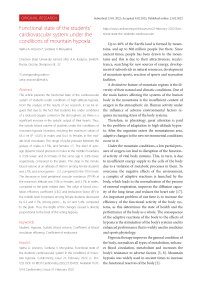 Functional state of the students’ cardiovascular system under the conditions of mountain hypoxia