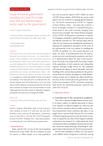 Study of trust of government handling of COVID-19 in India and USA and disinformation tactics used by the government