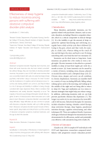 Effectiveness of sleep hygiene to reduce insomnia among persons with suffering with obsessive compulsive disorderpilot analysis