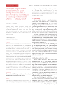 Intradialytic range of motion exercise on muscle spasm among chronic renal failure patients receiving heamodialysis at Sree Balaji medical hospital, Chennai - pilot study report