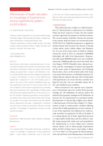 Effectiveness of health education on knowledge of hypertension among hypertensive patient - a pilot analysis