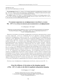 О влиянии циркония на демпфирующую способность сплава Mn - 40 % Cu в области амплитудно-независимого демпфирования