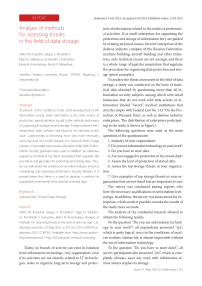 Analysis of methods for assessing threats in the field of data storage