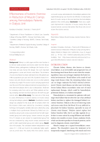 Effectiveness of isotonic exercise in reduction of muscle cramps among hemodialysis patients in dialysis unit