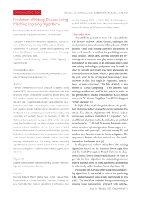 Prediction of kidney disease using machine learning algorithms