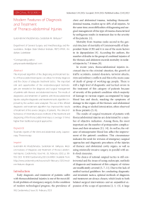 Modern features of diagnosis and treatment of thoraco-abdominal injuries