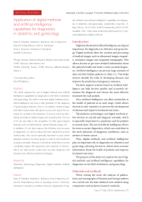 Application of digital methods and artificial intelligence capabilities for diagnostics in obstetrics and gynecology