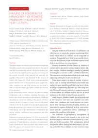 Features of perioperative management of pediatric patients with congenital heart defects