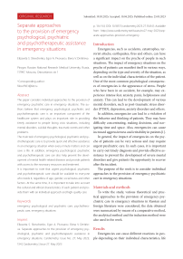 Separate approaches to the provision of emergency psychological, psychiatric and psychotherapeutic assistance in emergency situations