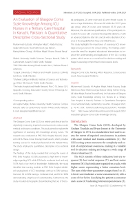 An evaluation of Glasgow coma scale knowledge among ICU nurses in a tertiary care hospital in Karachi, Pakistan: a quantitative descriptive cross-sectional study