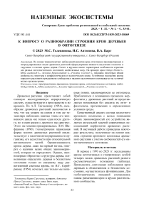 К вопросу о разнообразии строения крон деревьев в онтогенезе