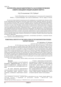 Территориальная идентичность населения регионов Северо-Западного федерального округа