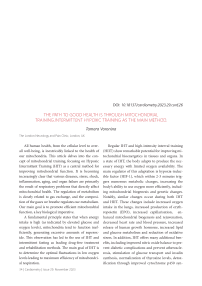 The path to good health is through mitochondrial training intermittent hypoxic training as the main method