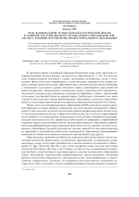 Роль национальной музыкально-педагогической школы в развитии системы высшего музыкального образования КНР: взгляд с позиций методологии профессионального образования