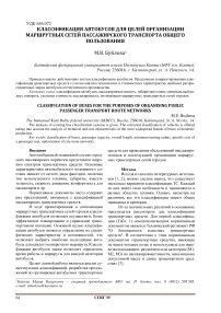 Классификация автобусов для целей организации маршрутных сетей пассажирского транспорта общего пользования