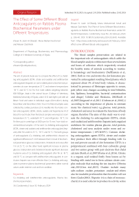 The effect of some different blood anticoagulants on rabbits plasma biochemical parameters under different temperatures