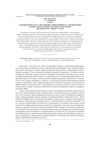 Закономерности и механизмы эффективного запоминания профессиональной лексики в обучении английскому языку в вузе