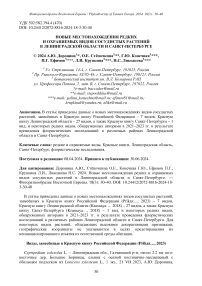 Новые местонахождения редких и охраняемых видов сосудистых растений в Ленинградской области и Санкт-Петербурге