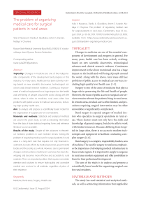 The problem of organizing medical care for surgical patients in rural areas