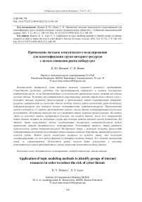 Application of topic modeling methods to identify groups of internet resources in order to reduce the risk of cyber threats