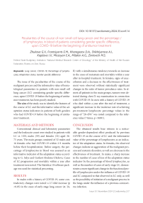 Peculiarities of the course of non-small cell lung cancer and the percentage / of lymphocytes in blood of patients considering gender specific difference, upon COVID-19 before the beginning of antitumor treatment