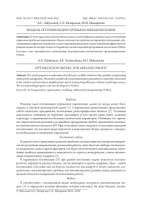 Модель оптимизации прибыли авиакомпании