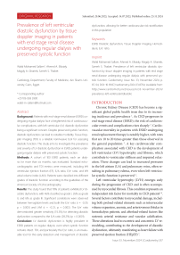 Prevalence of left ventricular diastolic dysfunction by tissue Doppler imaging in patients with end stage renal disease undergoing regular dialysis with preserved systolic function