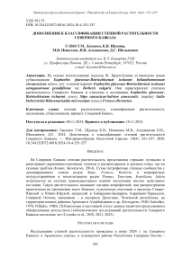 Дополнения к классификации степной растительности Северного Кавказа