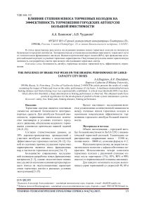 Влияние степени износа тормозных колодок на эффективность торможения городских автобусов большой вместимости