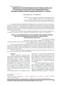 Цифровая трансформация подготовки кадров для туристских кластеров: роль университетов в формировании компетенций цифровой и AI-эпохи
