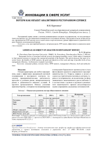Потери как объект аналитики в ресторанном сервисе