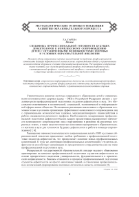 Специфика профессиональной готовности будущих дефектологов к комплексному сопровождению детей с ограниченными возможностями здоровья в условиях образовательной инклюзии