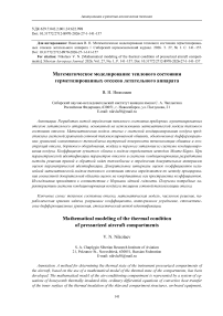 Математическое моделирование теплового состояния герметизированных отсеков летательного аппарата