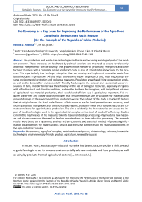 Bio-Economy as a Key Lever for Improving the Performance of the Agro-Food Complex in the Northern Arctic Regions (On the Example of the Republic of Sakha (Yakutia))