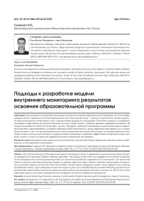 Подходы к разработке модели внутреннего мониторинга результатов освоения образовательной программы