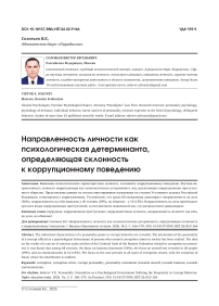 Направленность личности как психологическая детерминанта, определяющая склонность к коррупционному поведению