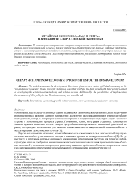 Китайская экономика «льда и снега»: возможности для российской экономики