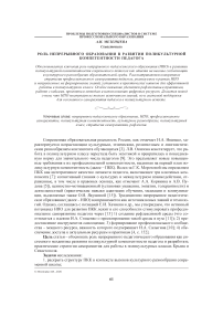 Роль непрерывного образования в развитии поликультурной компетентности педагога