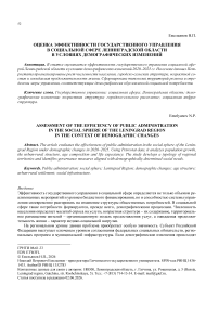 Оценка эффективности государственного управления в социальной сфере Ленинградской области в условиях демографических изменений