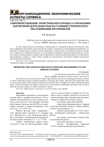 Совершенствование логистического процесса управления закупочной деятельностью на станциях технического обслуживания автомобилей