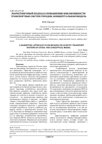 Маркетинговый подход к повышению инклюзивности транспортных систем городов: концептуальная модель