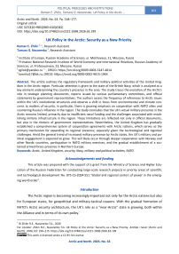 UK Policy in the Arctic: Security as a New Priority