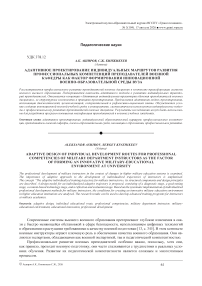 Адаптивное проектирование индивидуальных маршрутов развития профессиональных компетенций преподавателей военной кафедры как фактор формирования инновационной военно-образовательной среды вуза