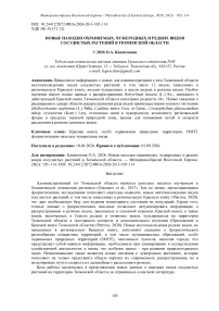 Новые находки охраняемых, чужеродных и редких видов сосудистых растений в Тюменской области