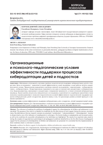 Организационные и психолого-педагогические условия эффективности поддержки процессов киберадаптации детей и подростков